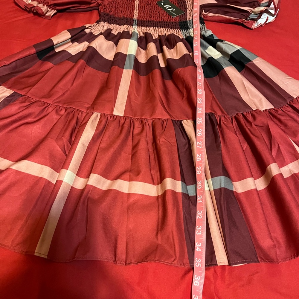 Plaid Puff Sleeve Dress - Picture 4 of 5